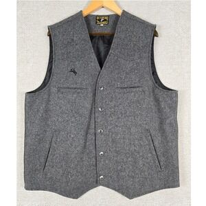 Wyoming Traders Western Wool Vest Men's Large Gray 100% Virgin Wool Cowboy Ranch